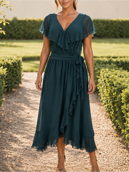 Show Me Your MuMu Dresses & Skirts - Show Me Your Mumu Jess Ruffle Midi Dress XXL Green Wedding Guest